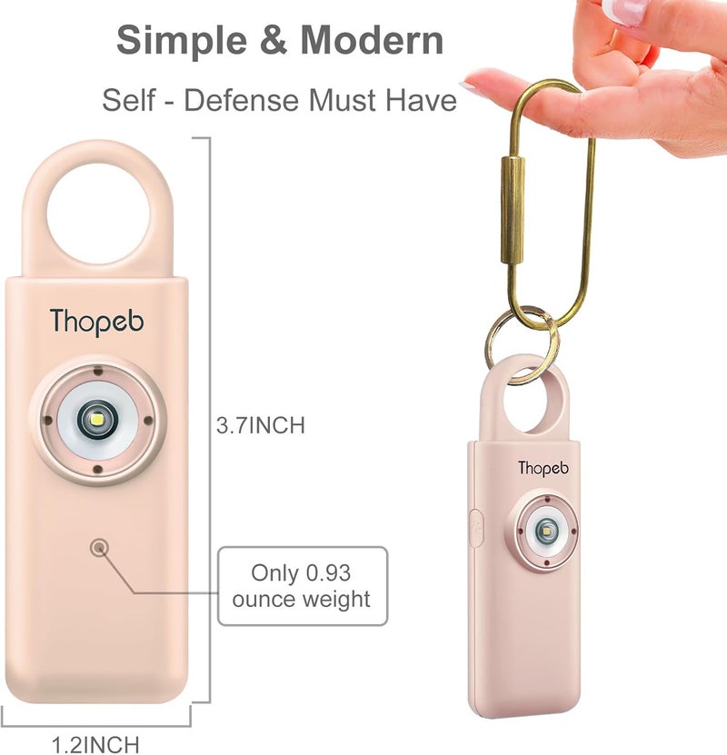 Thopeb – Personal Safety Alarm for Women–135dB Siren, Strobe Light and Rechargeable - Safety Alarm Keychain for Women (Metallic Rose) - Image 4